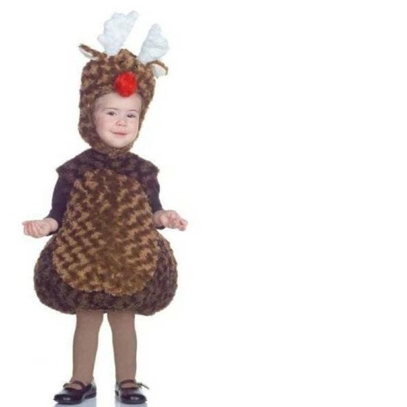 Toddler Reindeer Rudolph Halloween Costume 18/24 mths Christmas Plush Vest, Hood - Picture 1 of 5